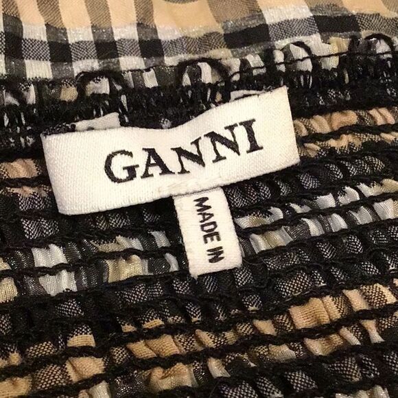 Ganni CHARRON Tiered Light Brown Plaid Versatile Skirt Dress - Picture 14 of 16